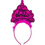 Erseyy Parti Happy Birthday Yazılı Neon Fuşya Renk Doğum Günü Tacı