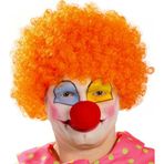 Erseyy Parti Turuncu Renk Kıvırcık Afro Bonus Peruk Takma Saç Kırmızı Burun Seti