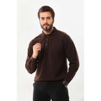 Ersin Triko Erkek Polo Yaka Yün Kazak 4135 Kahverengi