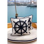 Ersperto Marin Serisi Dümen Punch Panç Desen Nakışlı Biyeli Kırlent Kılıfı 1 Adet 43x43cm