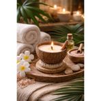 ersu store Büyük Boy Altlıklı Özel Tasarım Gerçek hindistan Cevizi Kabuğunda Soya Wax Mum İle Gerçek Tarçın