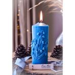 Ersu Store Çiçek Desenli Vanilya Kokulu Baton Mum - Mavi