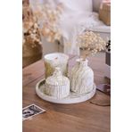 ersustore 5 Parça Varak Desenli Beton Vazo Ve Cam Bardak Soya Wax Mum Seti