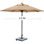 Erta 2.5 Metre Yuvarlak Ahşap Iskeletli Bahçe Şemsiyesi Tüm Renk Seçenekleriyle Taban Ayak Dahil Değildir - Koyu Krem