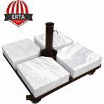 Erta 60 cm x 60 cm Mermerli Şemsiye Ayağı Altlığı Tekerlekli Stoplu Tüm Şemsiyelere Uyumludur - Kahverengi