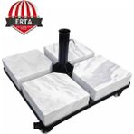 Erta 60 cm x 60 cm Mermerli Şemsiye Ayağı Altlığı Tekerlekli Stoplu Tüm Şemsiyelere Uyumludur - Siyah