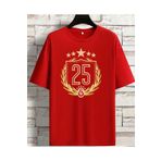 ErTaPassage Erkek 25.şampiyonluk Baskılı Kırmızı T-shirt | %100 Pamuk | Rahat Kalıp | Günlük Kombin | Tasarım