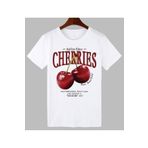 ErTaPassage Erkek/Kadın CHERRIES Baskılı Kırmızı T-shirt | %100 Pamuk |Rahat Kalıp| Günlük Kombin| Tasarım