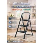 Ertekpa 3 Basamak Siyah Merdiven Geniş Metal Basamaklı Minitower Mt3