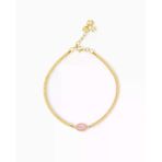 Erva Gold 14 Ayar Balıksırtı Pembe Taşlı Bileklik