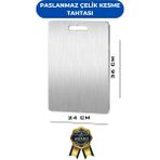 Erya Home EryaHome Üst Kalite Paslanmaz Çelik Metal Kesme Tahtası Antibakteriyel Kesme Tahtası 4 Farklı Ölçü Seçeneği - 24x34