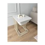 ERYALUX HOME 4'LÜ TEKERLİ KREM-BEYAZ ZİGON SEHPA