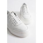 Eryon Erkek Beyaz Hakiki Deri Casual Sneaker Lastik Detaylı Ayakkabı