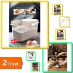 Erzak Bakliyat Saklama Kabı 10 LT Un Şeker Saklama Kabı + 3 Adet Ölçü Kaşığı - 2li Set X2T1J0