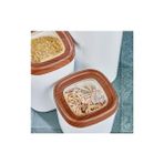 Erzak Saklama Kabı 3lü Set Ahşap Kaplama Kapak Renkli Hazne 1,8lt - 1lt - 600ML Koyu Ahşap - standart