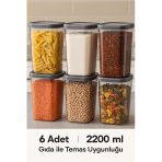 Erzak Saklama Kabı 6 Adet Dikdörtgen Saklama Kabı 2200Ml