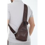 Erzeno Deri Bodybag Gögüs Çantası/Postacı Çanta/Çapraz Göğüs Çantası/Tek Kol Sırt Çantası Kahverengi