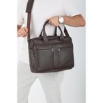Erzeno Hakiki Deri Evrak ve Laptop Çantası/Uzun Askılı Büyük Boy Laptop Çanta / 15,6 İnç Kahverengii