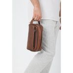 Erzeno Hakiki Deri Lüks Model Büyük Boy Günlük Erkek El Çantası Tıraş Çantası Portföy&Clutch Bakım Çantası Taba