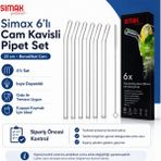 Es Dekor 6’lı Cam Kavisli Pipet Seti 23 cm Temizleme Fırçalı Borosilikat Isıya Dayanıklı