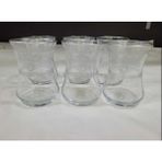 Es Dekor Crystal Kristal Cam 6'lı Çay Bardak Yükseklik 9 cm Çap 6 cm Gümüş Renk Yaldız Elde Yıkanır - set