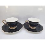 Es Dekor Exclusive Bone Porcelain Kahve Seti Siyah, 2 Kişilik, Porselen
