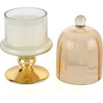 Es Dekor Gold Amber Kapaklı Cam Mum Espresso Martini 8X16CM Dekorasyon - 1 Adet