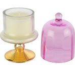 Es Dekor Gold Pembe Kapaklı Cam Mum Pink Champagne 8X16CM Dekorasyon - 1 Adet