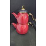 Es Dekor Red Teapot Dot Emaye Çaydanlık Kırmızı 2100ml