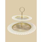 Es Home Collection Perla Katlı Sunum Tabağı 33CM x 21 cm - 1 Adet - Beyaz - Altın