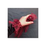 es moda shop Camelia çiçekli fırfırlı gelin eldiveni kısa bordo