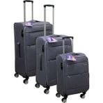 Es Polo Trip Gri Kabin (Küçük) Orta ve Büyük Boy 3'lü Carry-On Lüks Kumaş Valiz Seti ES0052 - Üçlü Set