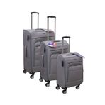 ES POLO TRIP Gri Kabin (KÜÇÜK) Orta Ve Büyük Boy 3'lü Carry-on Lüks Kumaş Valiz Seti