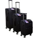 Es Polo Trip Siyah Kabin (Küçük) Orta ve Büyük Boy 3'lü Carry-On Lüks Kumaş Valiz Seti ES0015 - Üçlü Set