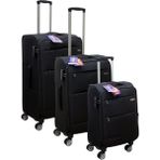 Es Polo Trip Siyah Kabin (Küçük) Orta ve Büyük Boy 3'lü Carry-On Lüks Kumaş Valiz Seti ES0052 - Üçlü Set
