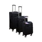 ES POLO TRIP Siyah Kabin (KÜÇÜK) Orta Ve Büyük Boy 3'lü Carry-on Lüks Kumaş Valiz Seti