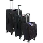Es Polo Trip Siyah Kabin (Küçük) Orta ve Büyük Boy Üçlü Carry-On Lüks Kumaş Valiz Seti ES0001 - Üçlü Set
