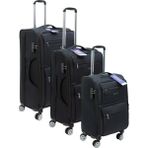 Es Polo Trip Siyah Kabin (Küçük) Orta ve Büyük Boy Üçlü Carry-On Lüks Kumaş Valiz Seti ES0003 - Üçlü Set