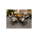 ESAMETAL MOBİLYA 4+1 MİNDERLİ Bahçe Mutfak Balkon Bistro Set Katlanır Masa Sandalye Takımı 60x60masa