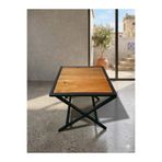 ESAMETAL MOBİLYA 60x60cm Metal+Gürgen Çalışma Masası , Bilgisayar Masası, Ofis Masası, Kamp Masası, Balkon Masası