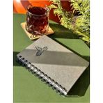 Esamore Concept Isminize Özel Ahşap Kapaklı Ajanda Defter Günlük Spiralli Ahşap Kapaklı Defter Anı Defteri - Gri