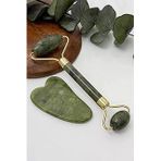 esareticaret Jade Roller Gua Sha Taşı Seti, 2'li Yeşim Taşı Masaj Seti