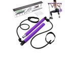 esareticaret Pilates Bar Reformer, Kinezyo Tape Isıl Bantlı Egzersiz Çubuğu, Kopmaz Lastikli, Mor, Lowbody
