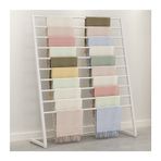 Eşarp Sergileme Standı, Giyim Perakende Düzenleyici Rafı, Metal Bağımsız Pantolon Battaniye Askılı Merdiven, Kravatlar Şallar Aksesuarlar Depolama Rafı, Ha,White-120x40x145CM