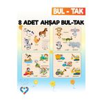 esatoys Montessori 8’li Mega Bul‑tak Seti – 2‑5 Yaş – Ahşap Eğitici Oyuncak