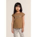Escabel Kız Bebek Nakışlı Tshirt - Kahverengi - 5 Yaş