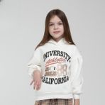 Escabel Kız Çocuk Kapüşonlu University Baskılı Kırık Beyaz Sweatshirt – Şardonlu Pamuklu - 5 Yaş