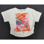 Escabel Kız Çocuk T-Shirt Iç Penyeli - Beyaz - Turuncu - Fuşya - 2 Yaş