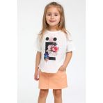 Escabel Mojo Kız Bebek 1-4 Yaş Çiçek Baskılı Kısa Kol T-shirt 35327 Ekru - 3 Yaş