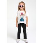Escabel Mojo Kız Bebek 1-4 Yaş Köpek Baskılı Kısa Kol T-shirt 35326 Ekru - 12 - 18 Ay